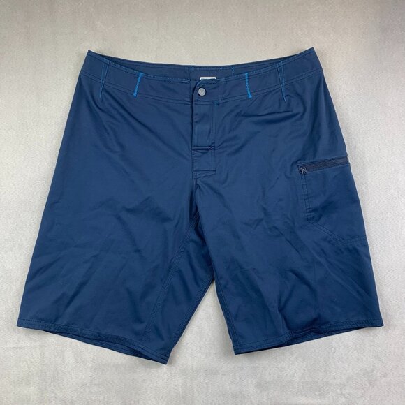 Lululemon Men Board Shorts 38 Blue Cargo Pocket 12" Wet Dry Warm Swim Hiking Gym - Picture 1 of 9